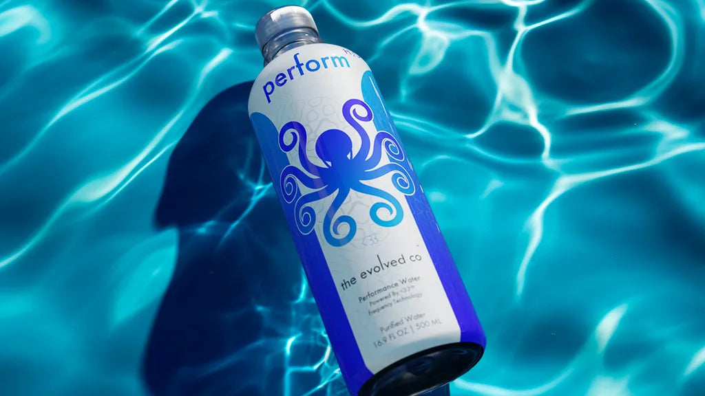performh2o water bottle with refreshing water background